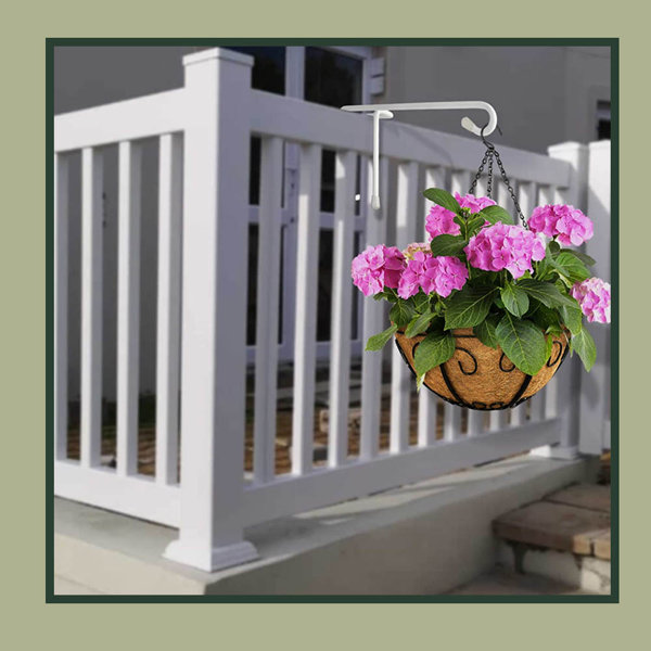 Latitude Run® Vinyl Fence Hooks, Patio Hangers Decorative White Powder